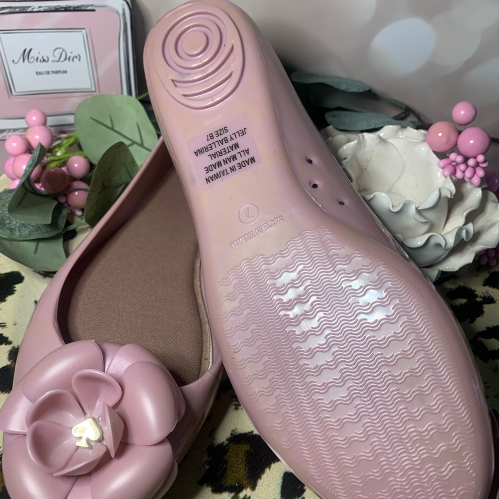 Kate Spade Blush Pink Floral Jelly Flats - Picture 2 of 4